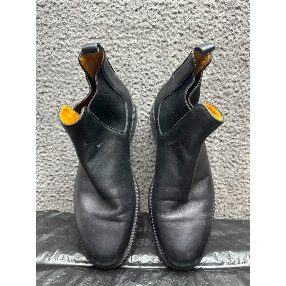 Giorgio Armani Leather Round Toe Pull On Chelsea Boots Black Mens Size 45 EU